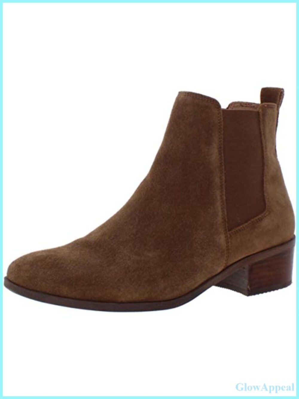 Dover Chelsea Ankle Boot Suede Leather Block Heel Pull-On Bootie